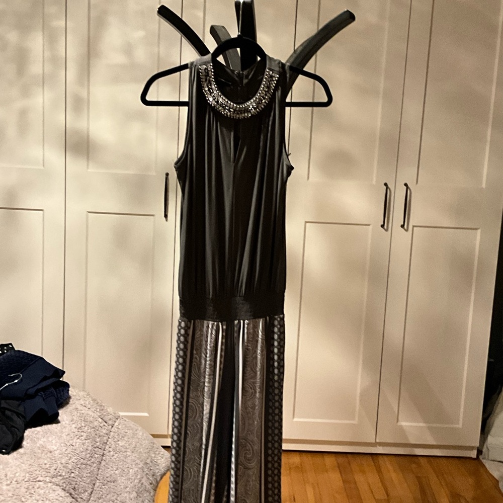 INC International Concepts Black and Silver Jumpsuit